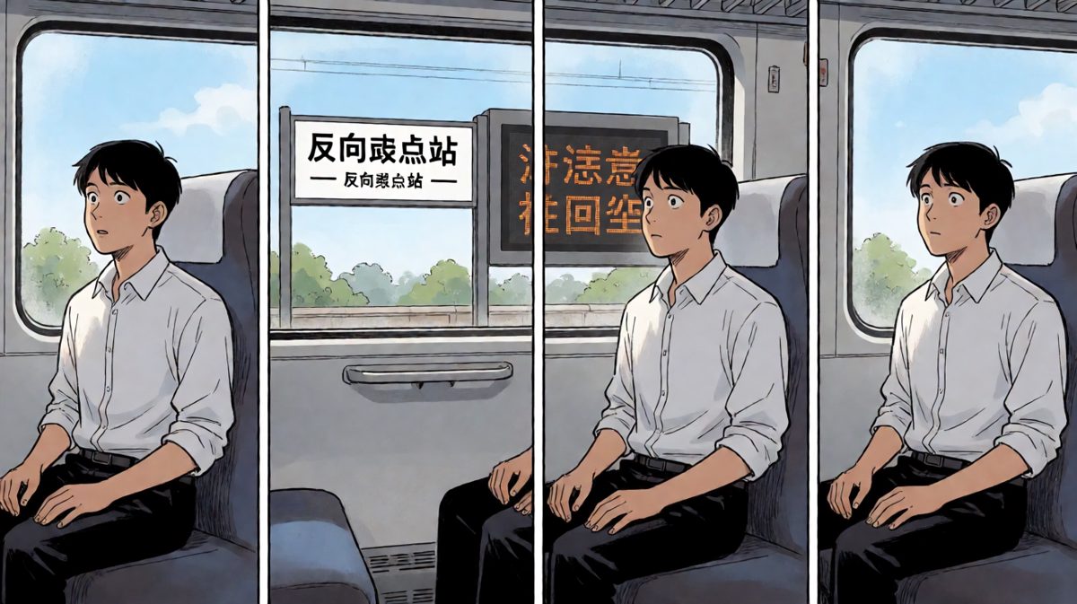 一睁眼，完了，坐反方向了！