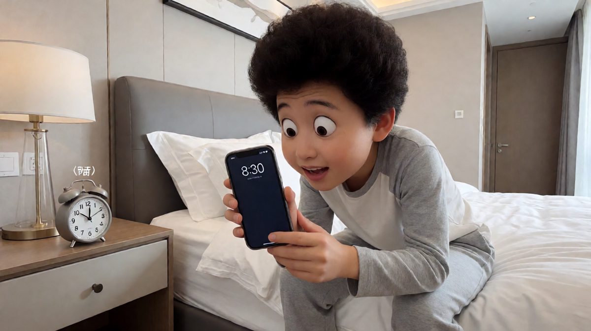惊醒一看时间，已经迟到半小时了！