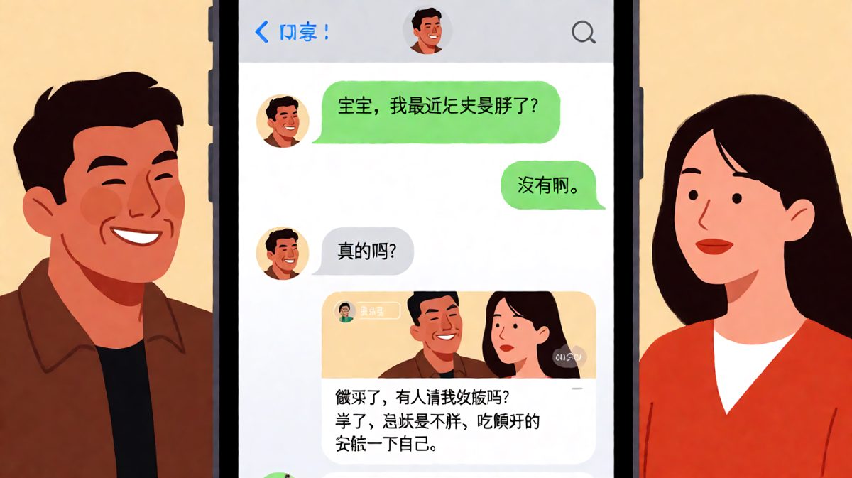 男生问胖不胖，女生直接甩出他自己承认饿哭的朋友圈截图。