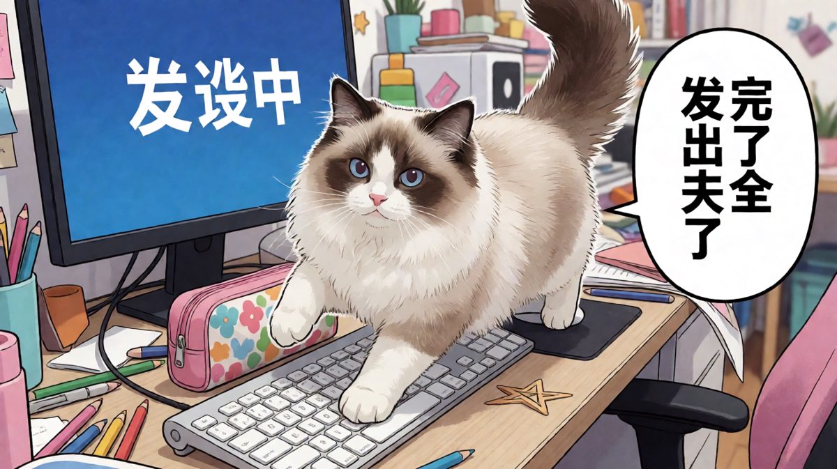 猫咪踩键盘引发的社死瞬间。