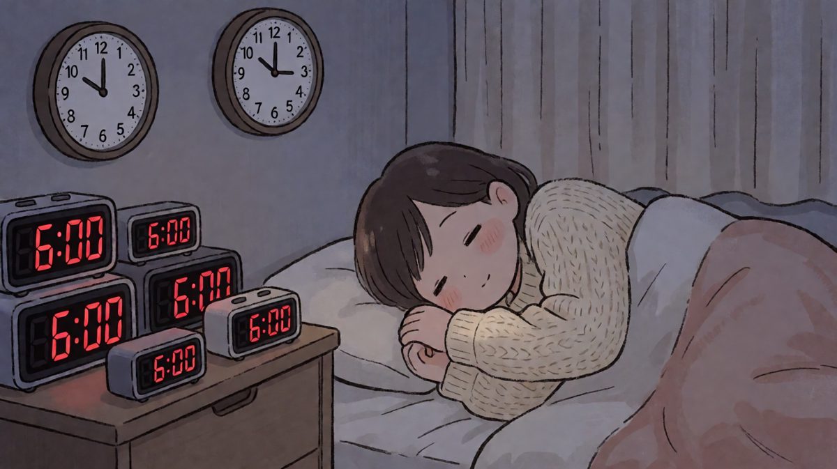 主角昨晚熬夜刷手机，今早凌晨三点才睡，却被告知六点必须起床。