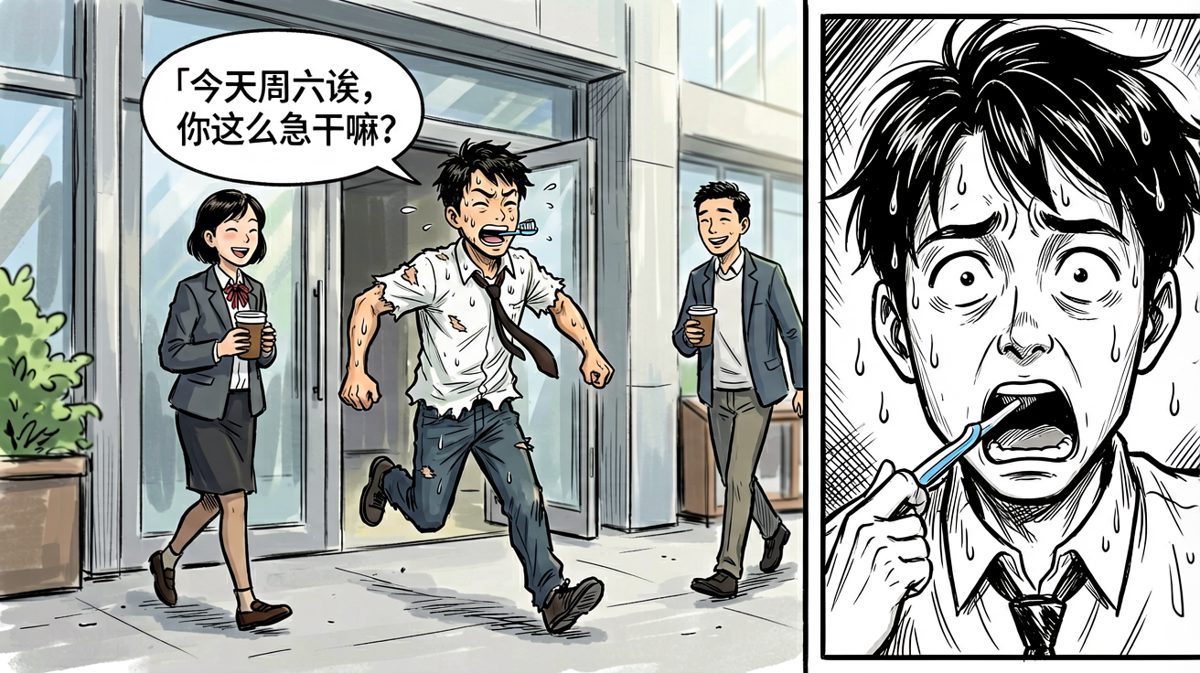 冲到大楼门口才发现——今天是周六。