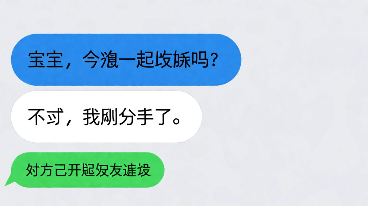 「今晚一起吃饭吗？」「不了，我刚分手了」——他连消息都没删干净就问别人约会