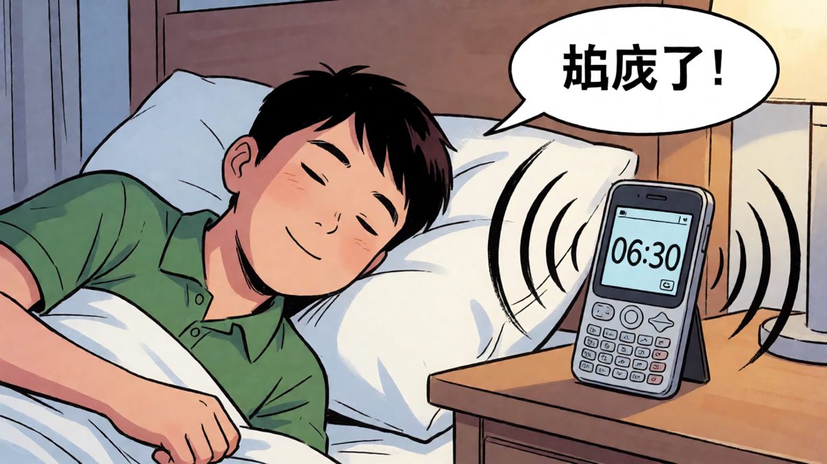 闹钟第一次响起，主角正在沉睡。