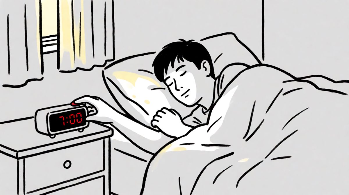 闹钟响起，主角拼死按下停止键