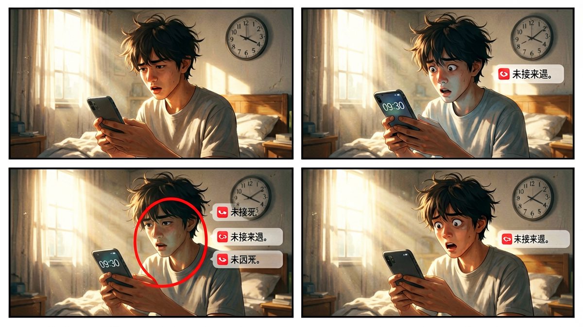 一觉醒来已是上午九点半，惊出冷汗