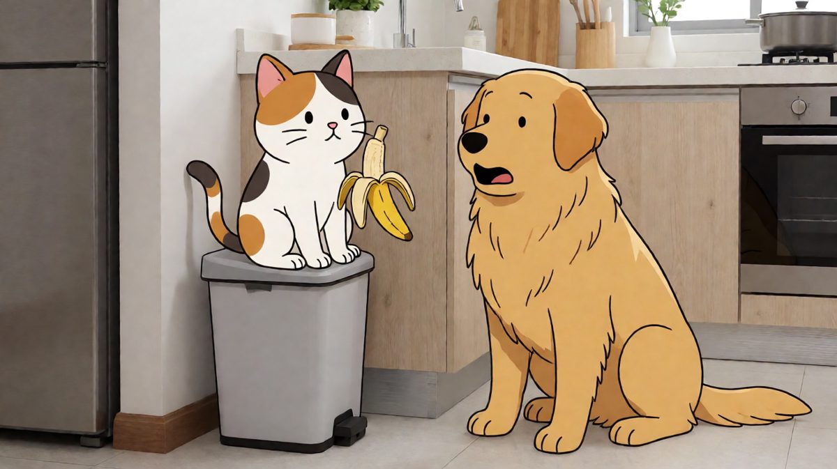 猫：我只是在尝尝咸淡。狗：你管这叫尝咸淡？