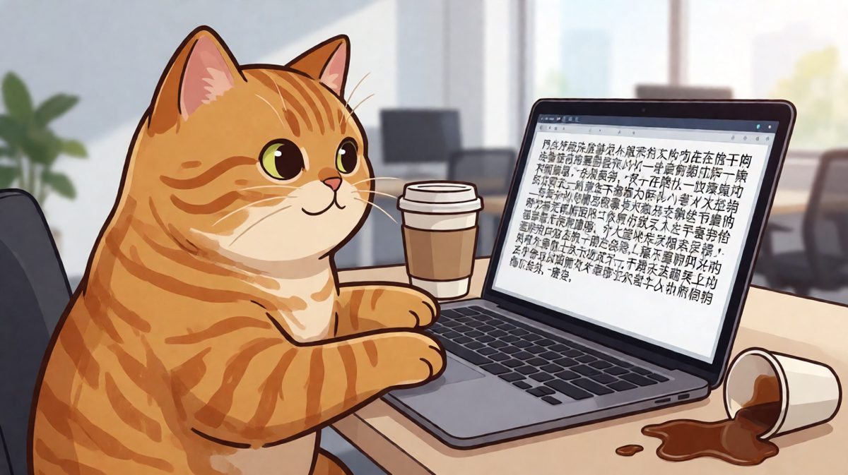 猫咪：这键盘手感不错，就是老板总说不让我碰电脑。