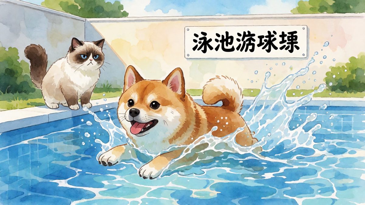 柴犬：这是狗生最大的泳池，我要征服它