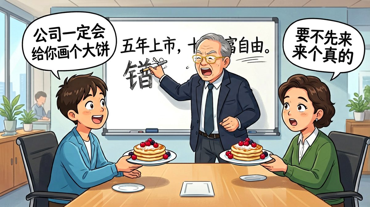 老板说要给员工画饼，结果饼是真的。
