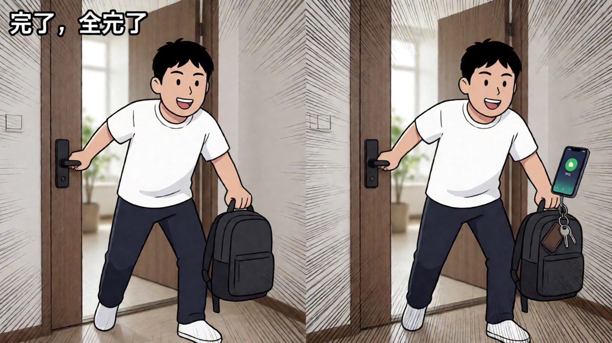 冲到门口突然想起，钥匙忘带了……