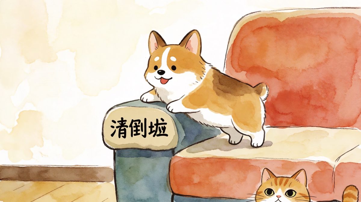 柯基滑铲上沙发，上演屁股舞蹈