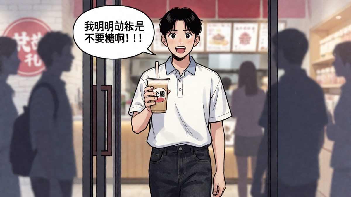 拿到全糖奶茶后的社死结局