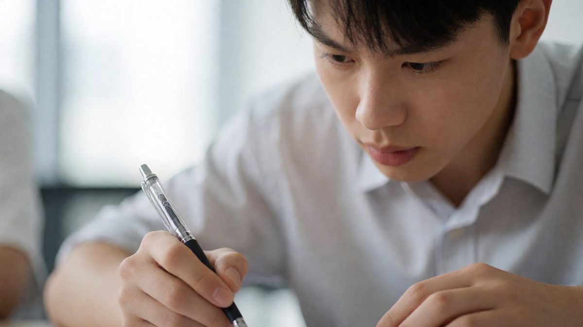 格3：紧张过度把笔塞进鼻孔还浑然不知