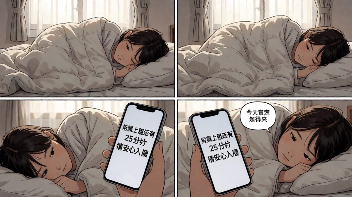 清晨6:35：重新躺回被窝，今天肯定起得来