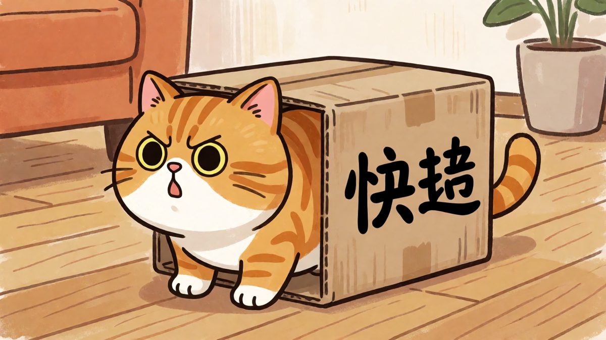 猫：只要我够胖，纸箱就会自动变大——显然它算错了