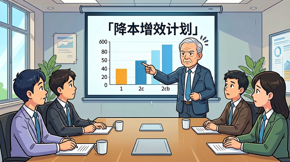 老板：「公司今年要降本增效。」员工们纷纷掏出小本本，结果老板说：「先从我的办公室开始。」