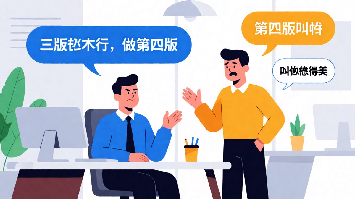 老板：三版都不行，做第四版，员工：那第四版叫什么？老板：叫你想得美！