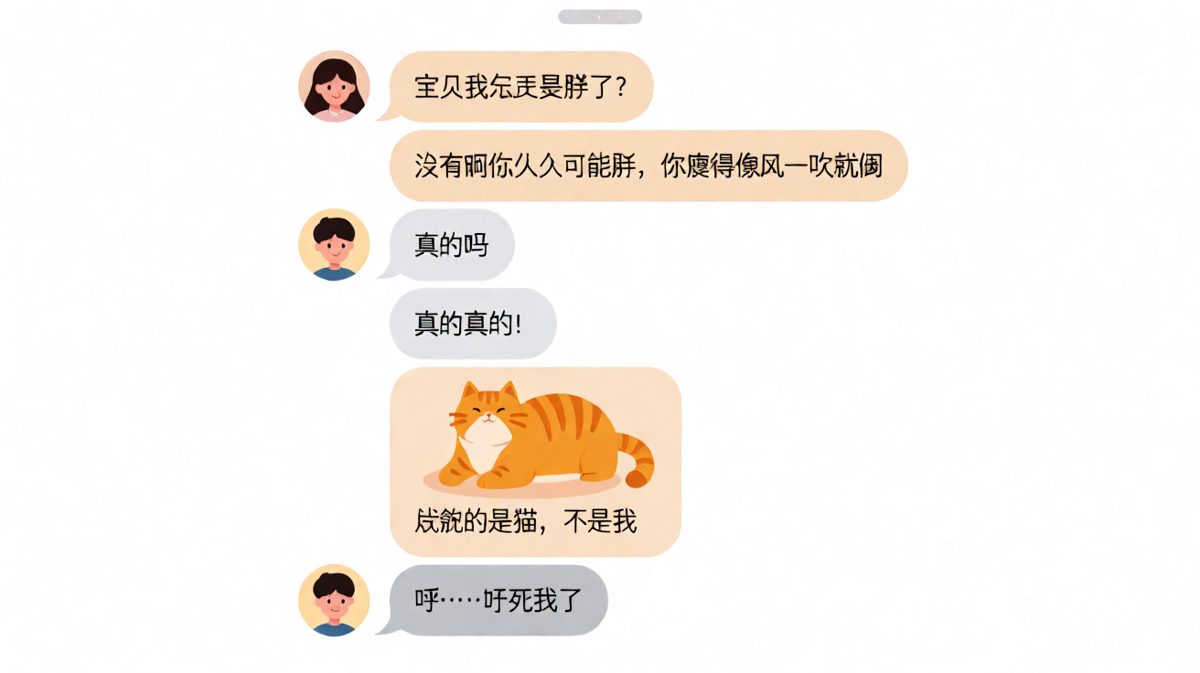 送命题变送猫题，男生虚惊一场后长舒一口气
