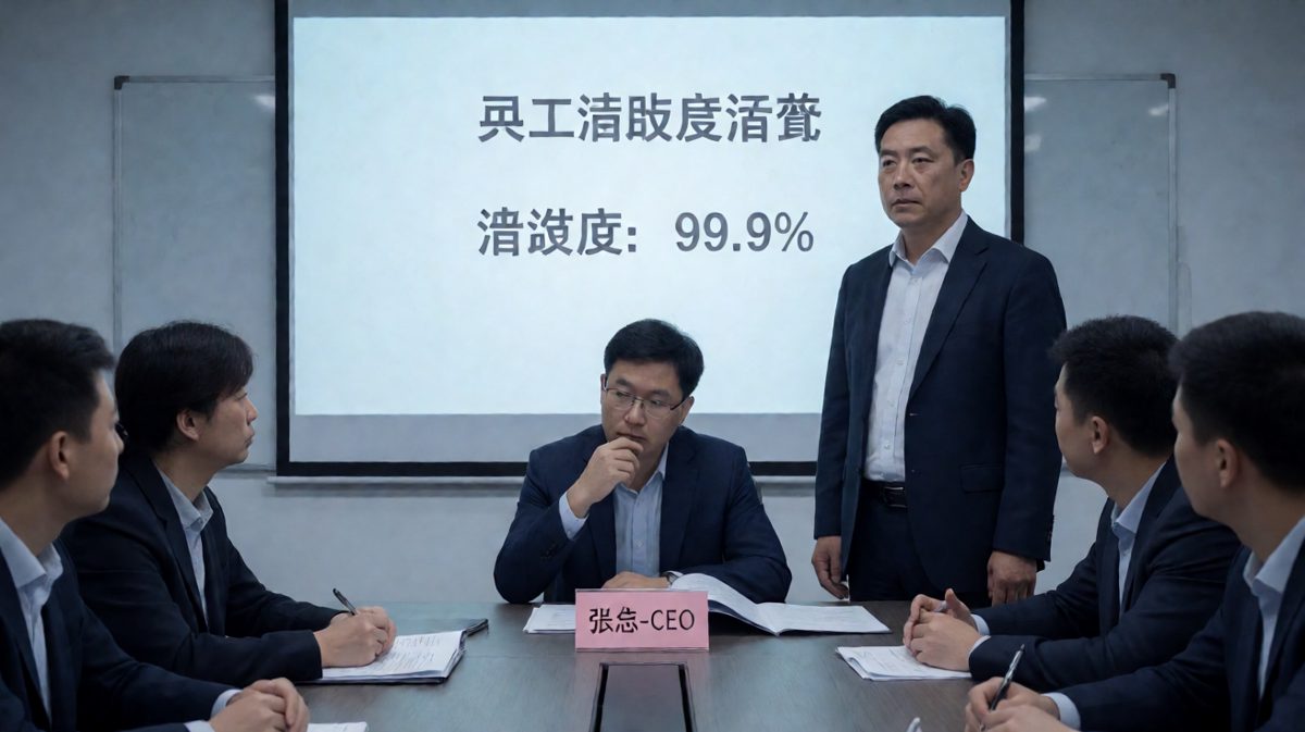 张总严肃发言：'调查结果出来了，大家对公司的满意度高达99.9%！'众人欢呼——反转：小王举手：'那0.1%呢？'张总：'0.1%是迟到扣款，不用在意。'