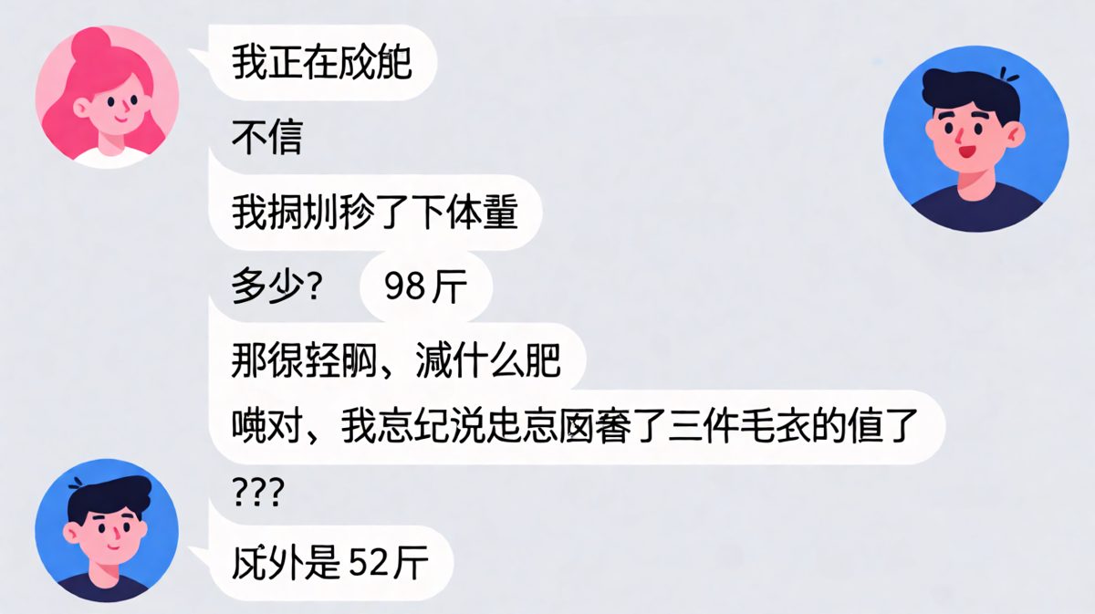 体重反转：女生用毛衣堆出52斤的战绩