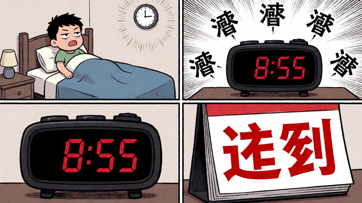 格子二：猛然发现——今天已经迟到了！