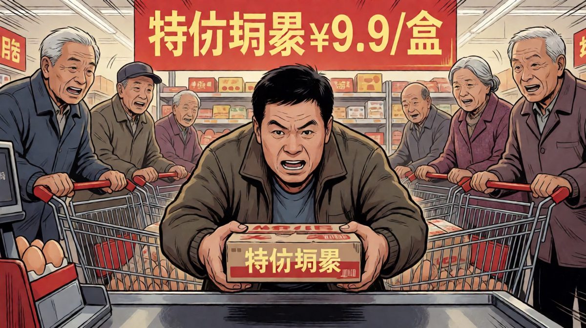 中年男如入无人之境，只为那盒九块九的打折鸡蛋
