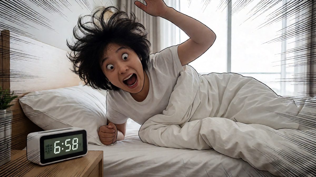 发现起晚了！闹钟竟然显示六五八！