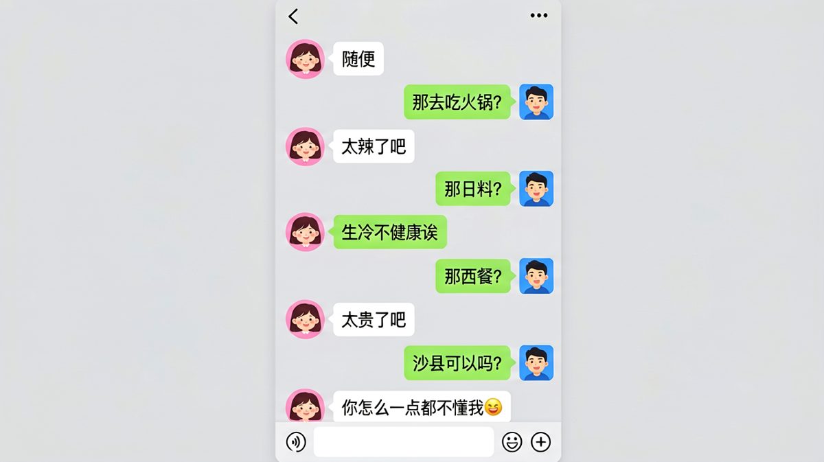 「随便」是情侣间最难的测试题，点餐如渡劫。