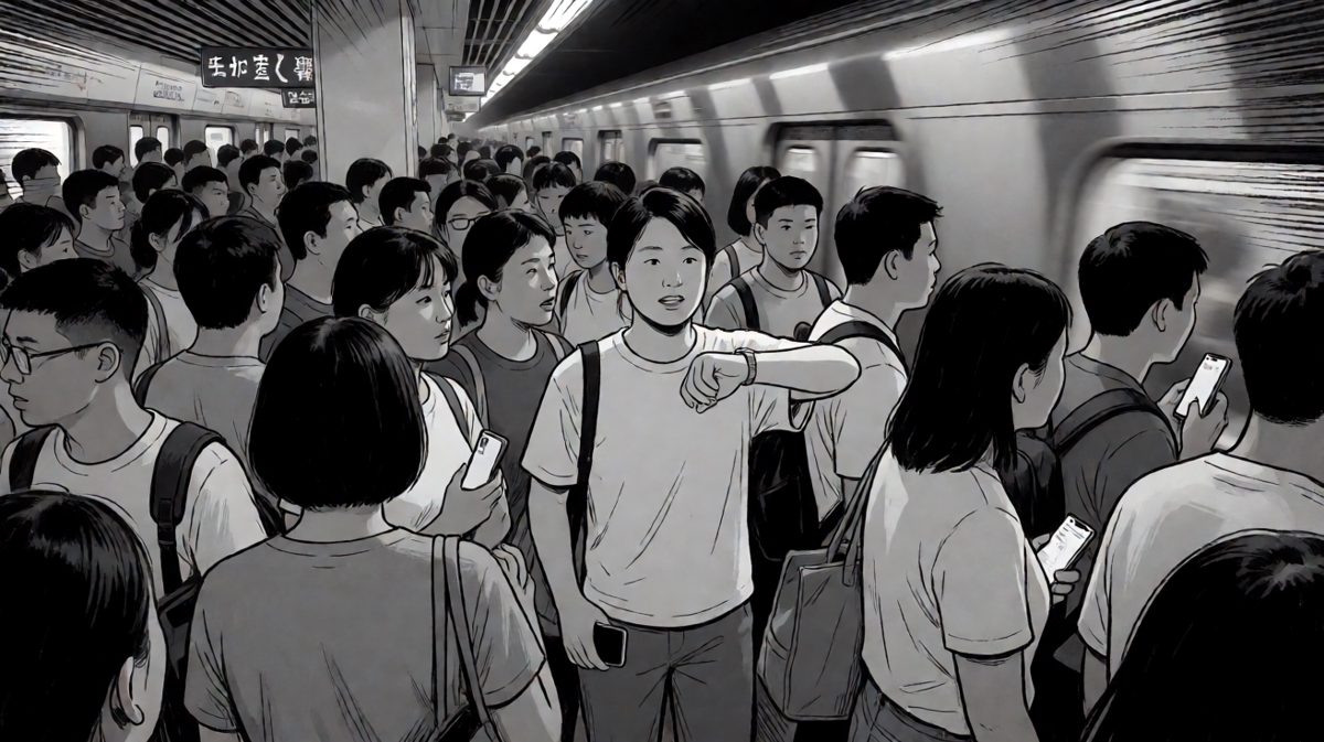 终于挤上地铁了！迟到警告！