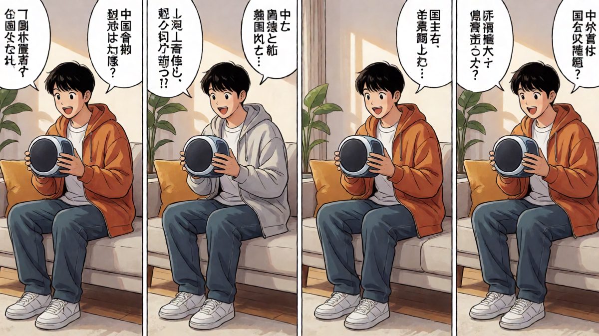 主角满心欢喜地拆开新买的智能音箱快递。