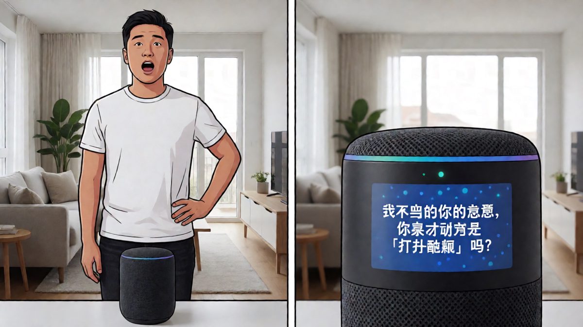 主角下达指令，智能音箱却完全理解错误。