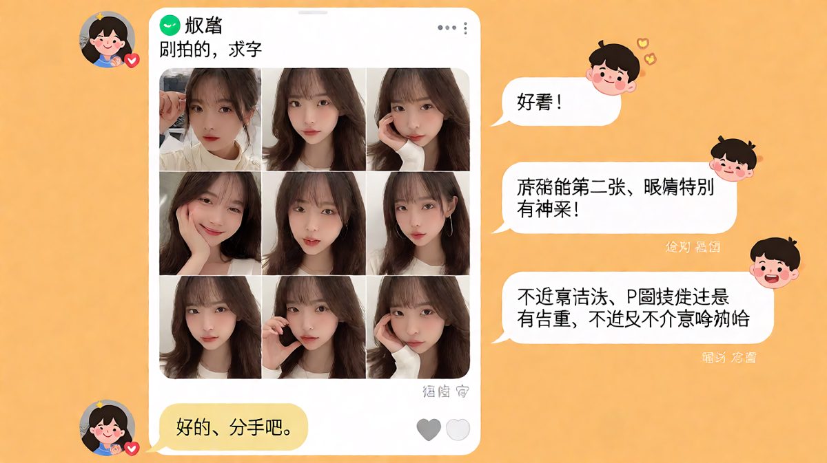 求生欲为零的一刻，女生发照片求夸，男生认真点评P图痕迹后遭遇秒删好友