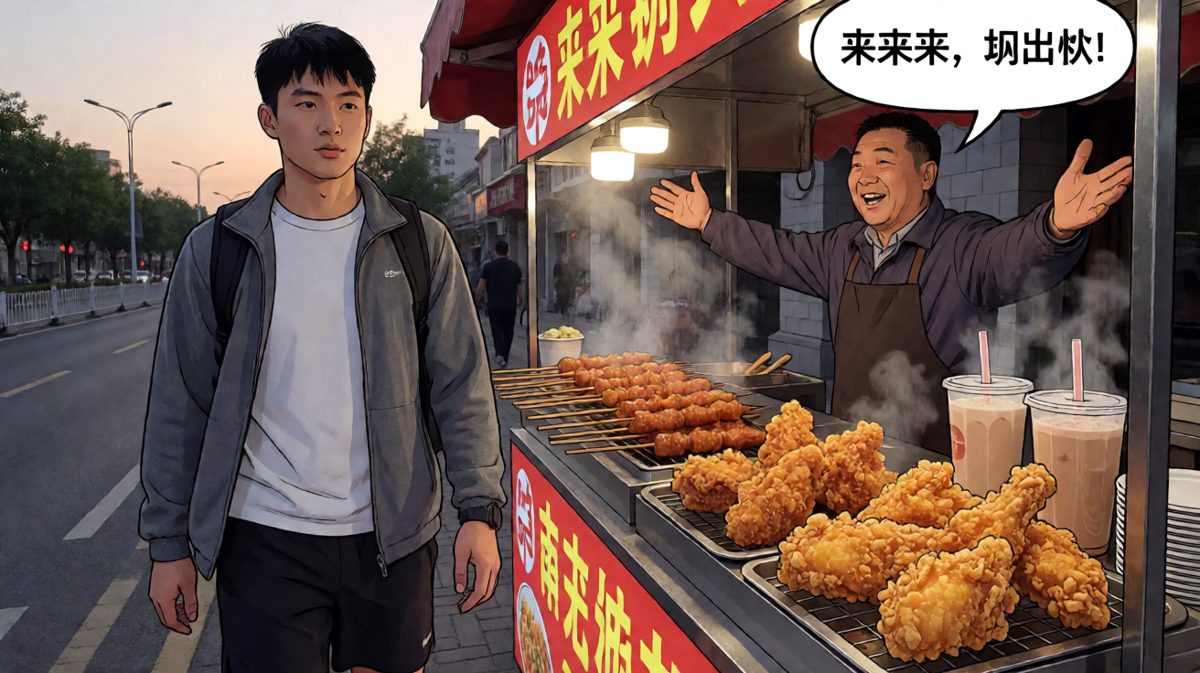 运动后偶遇美食，内心挣扎