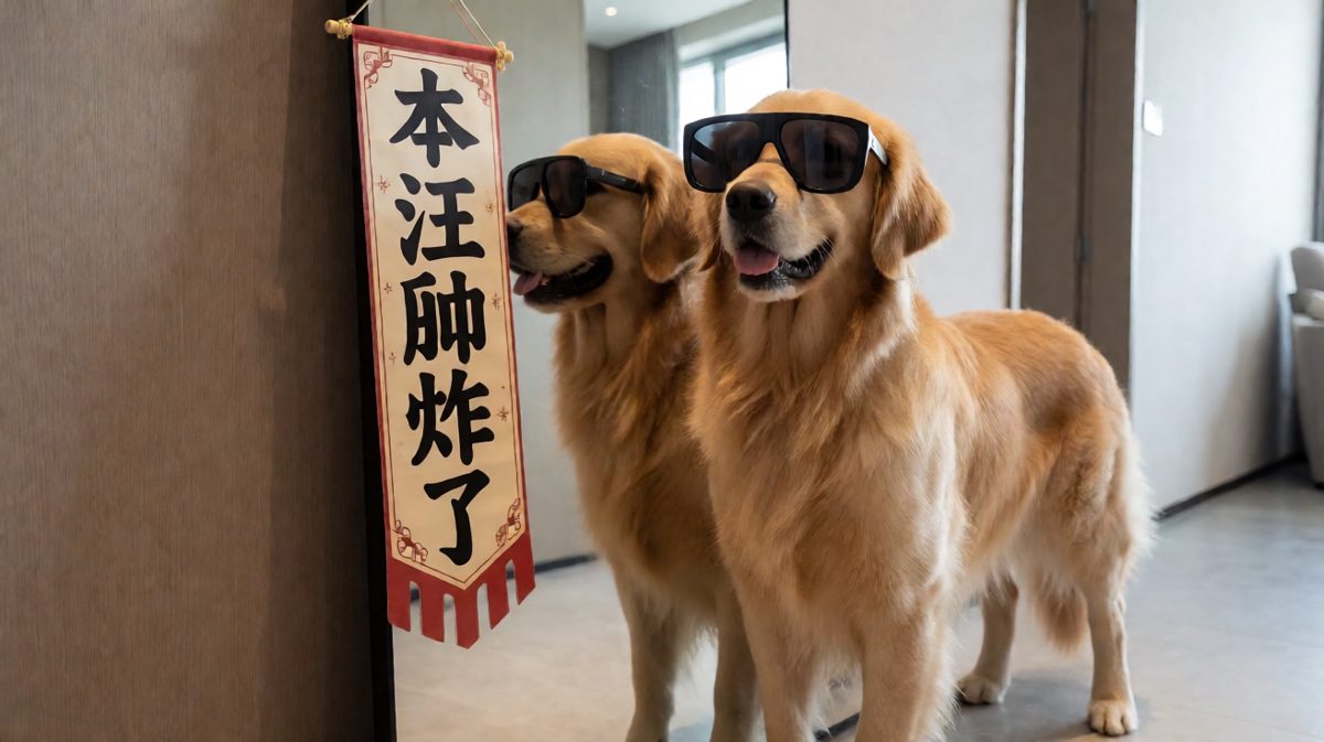 狗：镜子里那个帅哥是谁？哦是我自己！