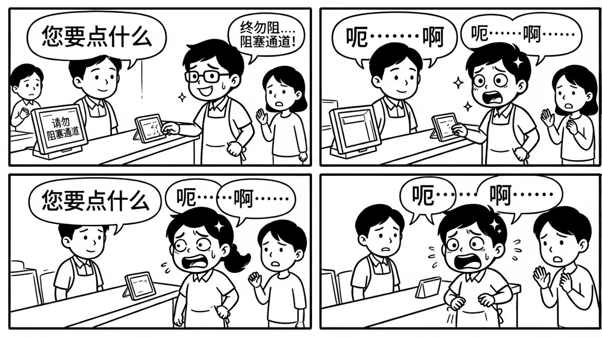 轮到自己点单，大脑一片空白