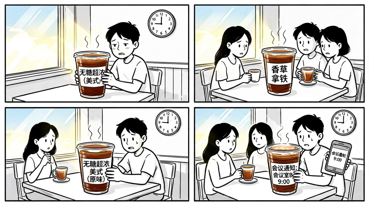 盲点了一杯超浓美式，离会议只剩10分钟