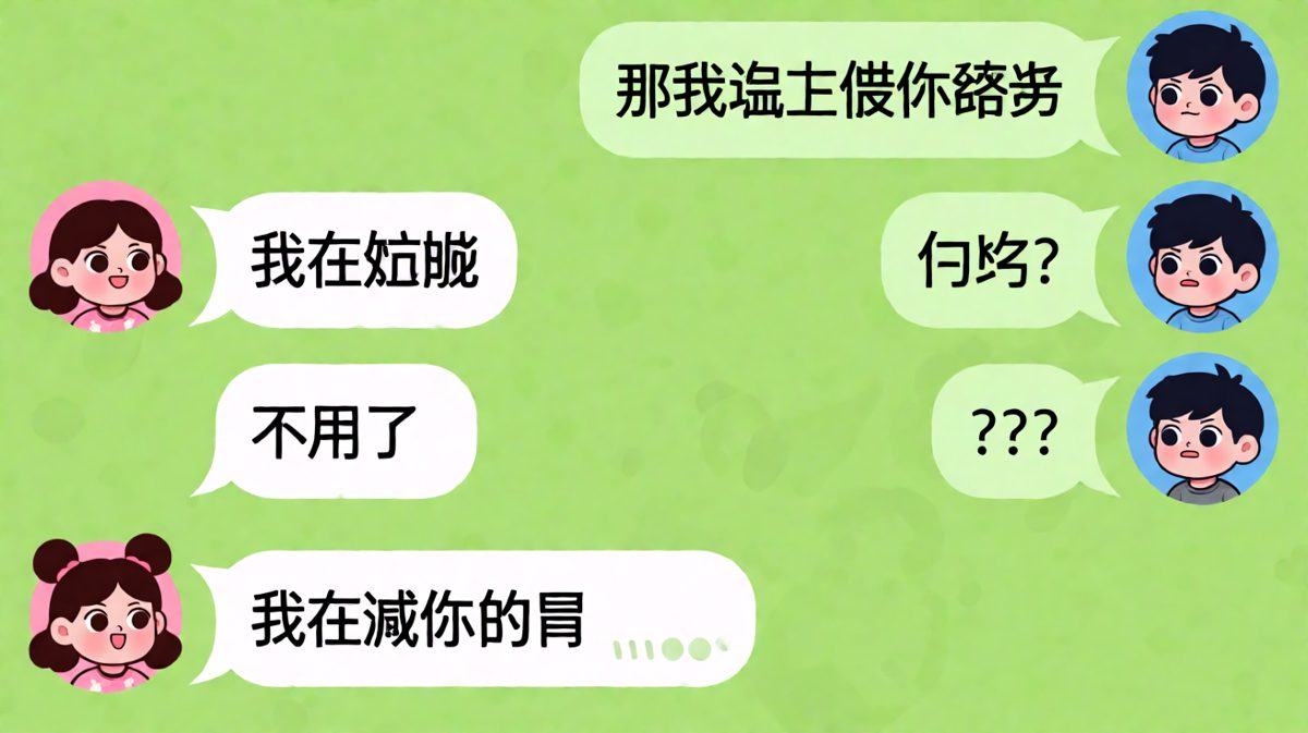 女生说要减肥，结果是要吃掉男生的所有零食