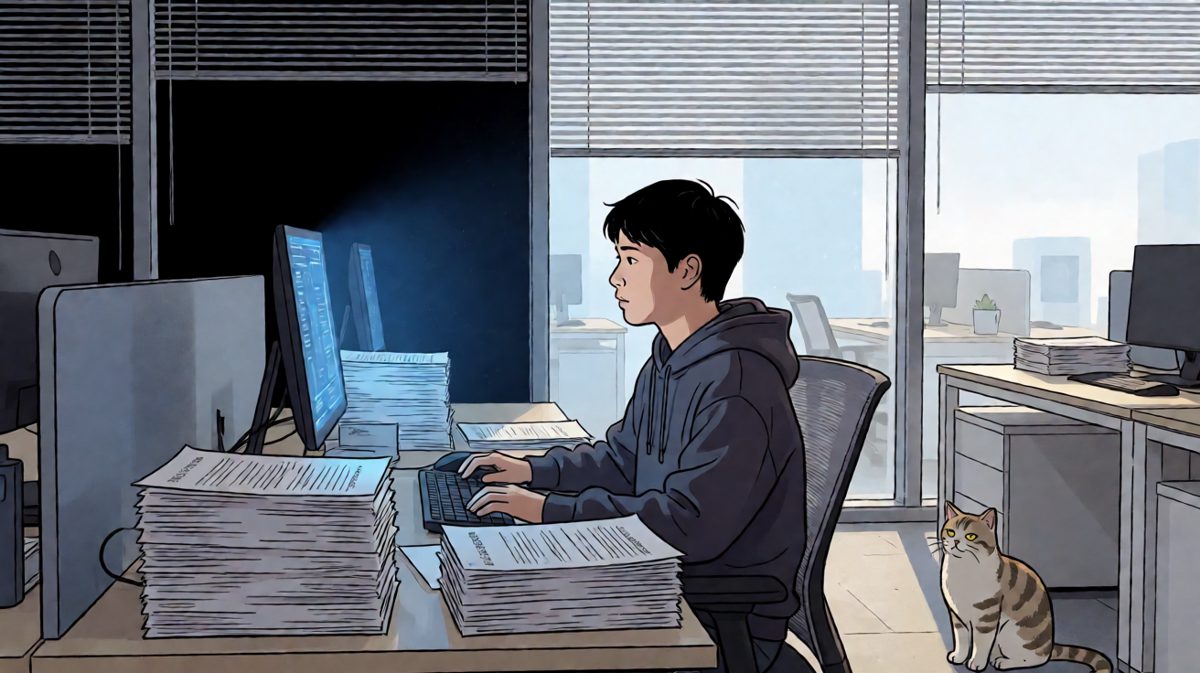 凌晨两点的办公室，连猫都不忍心看你一眼