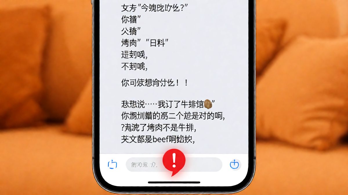 绕了三圈才说是牛排，对方差点以为他在玩猜谜游戏