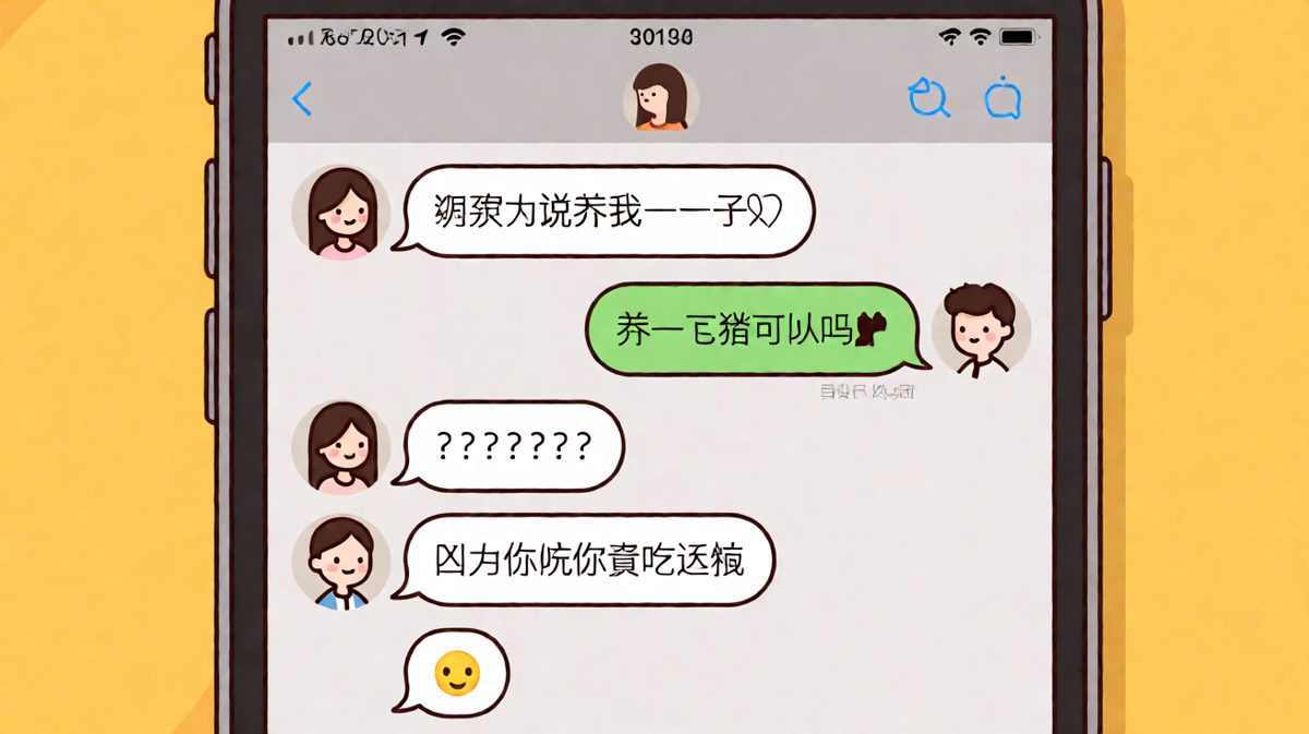 「养你一辈子」→「养一只猪可以吗」，直男的反转让她窒息