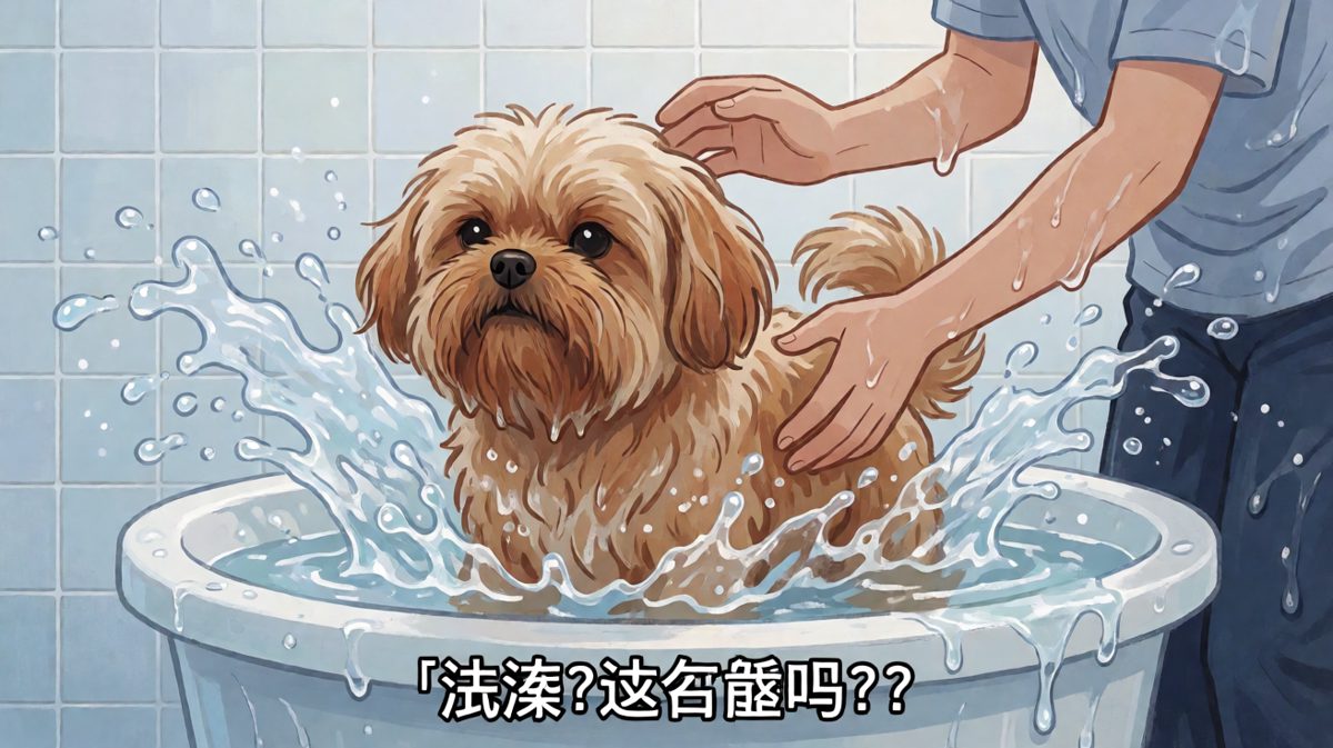 狗狗的洗澡抗议：水花比你还多