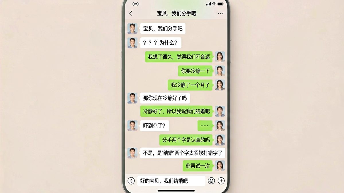 从分手到求婚只有一字之差
