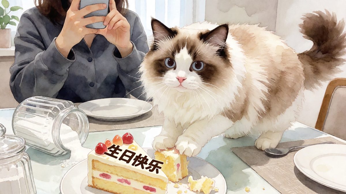 猫：我只是不小心……这个蛋糕先动的手