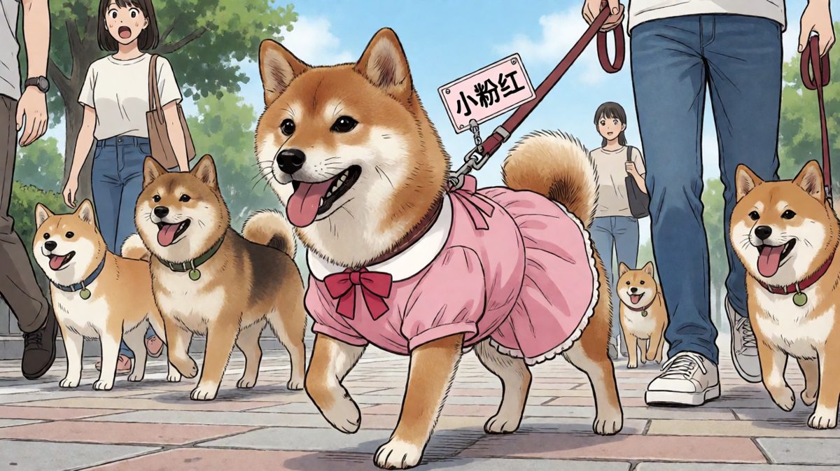 狗：妈妈说我今天可爱，让我穿这个去见朋友