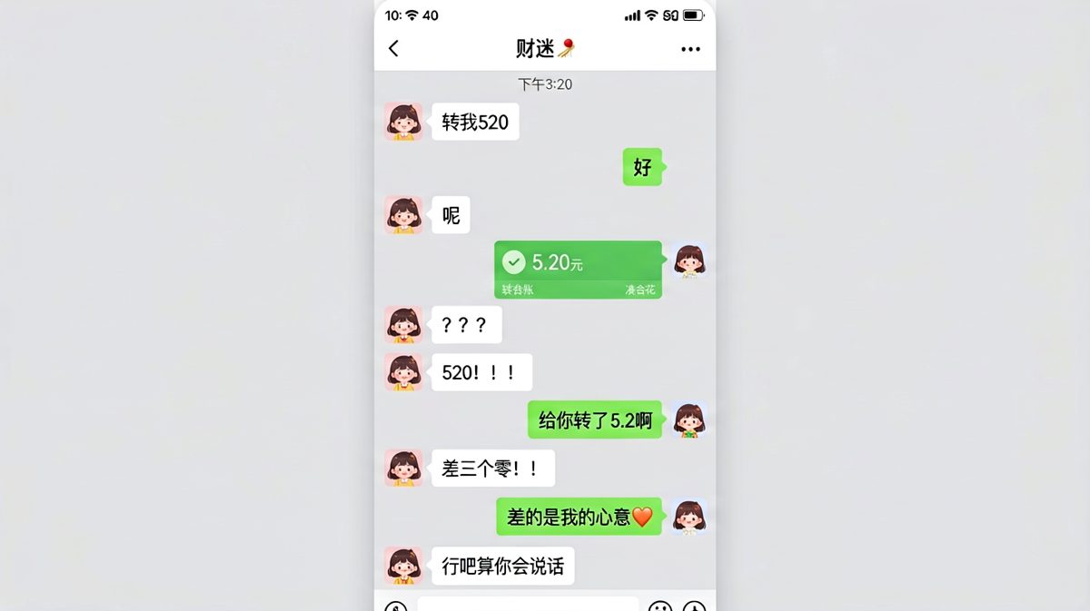 520转账只发5块2还理直气壮，男友用三句话把自己从危机中解救出来。