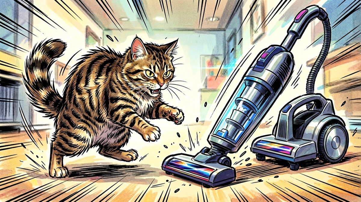 猫：你这个噪音怪兽，竟敢入侵我的领地！