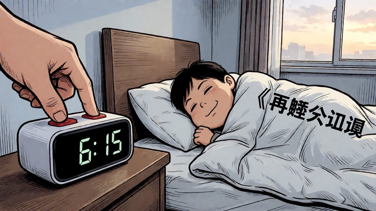 闹钟响了，果断按掉继续睡