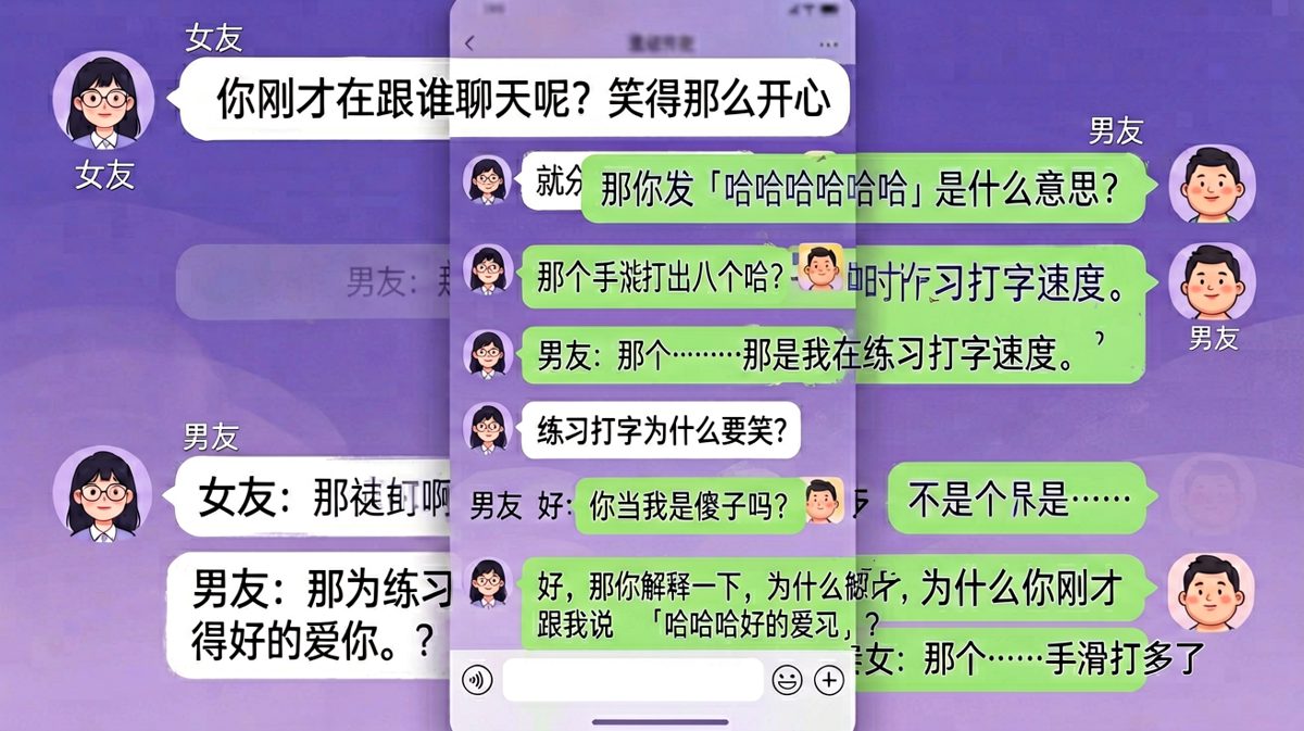 手滑打多了八个哈哈，还附带一个爱你。