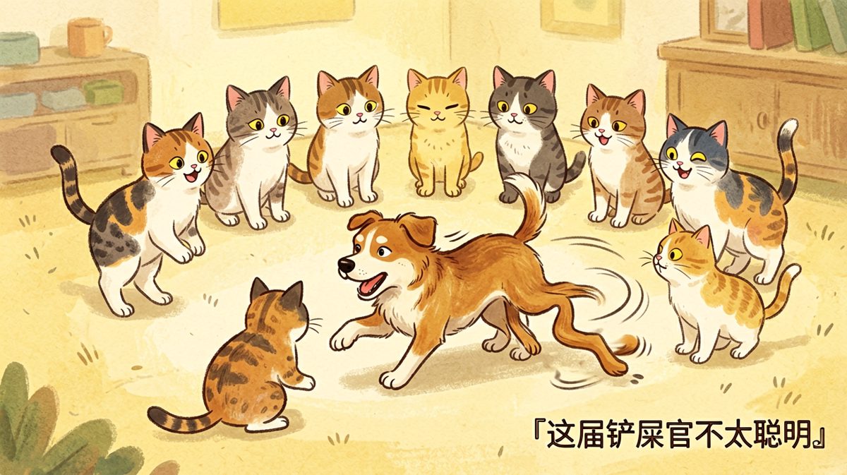 猫咪们：看，那只狗又犯傻了。